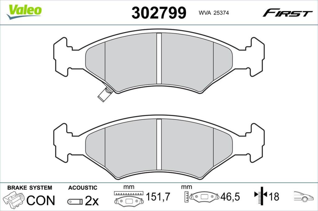 Jogo de 4 pastilhas de travão VALEO ref. 302799
